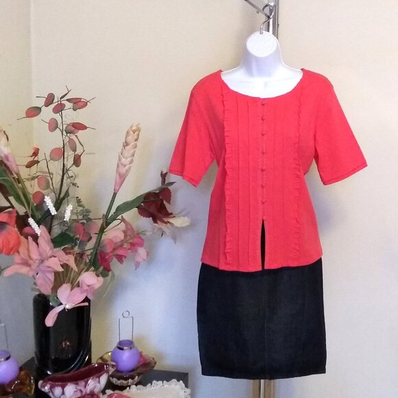 NWT Womens Summer Tunic Tops Short Sleeve Scoop Neck Casual Loose Blouse M 8 10 - Picture 2 of 9